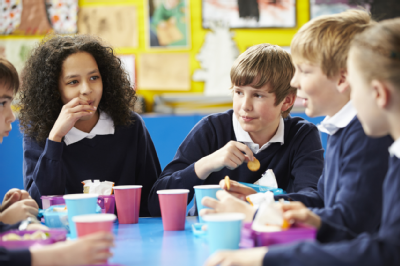 Children having a gluten free lunch at school