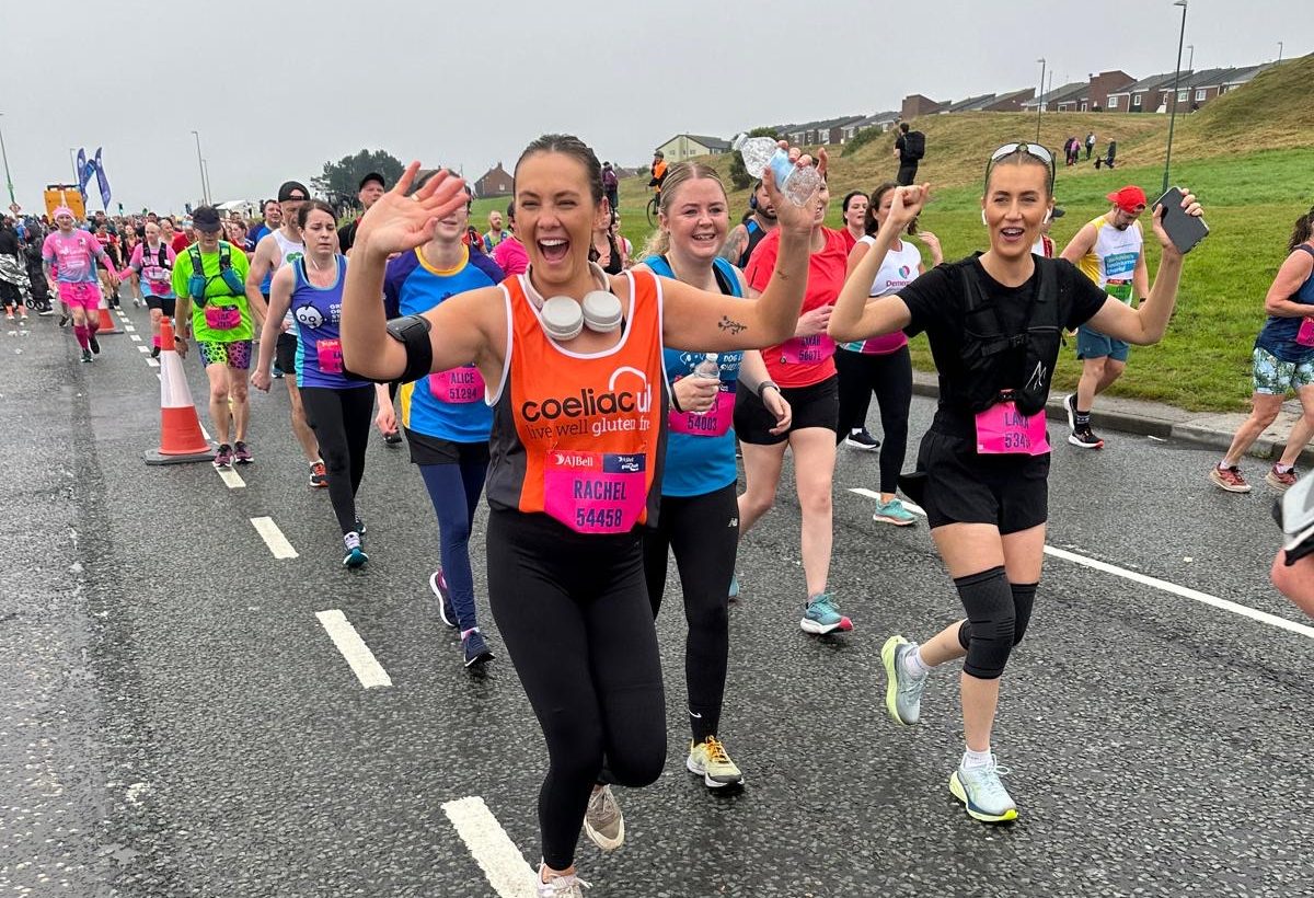happy runner in rain