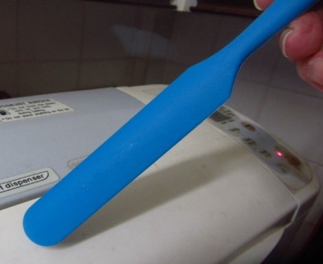 Plastic scraper used in recipe