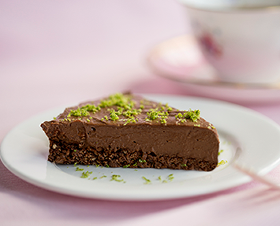 Chocolate, oat & lime tart