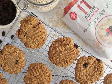 Chewy Gluten Free Oat and Raisin Cookies