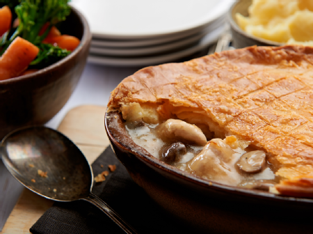 Chicken pie with gluten free puff pastry 