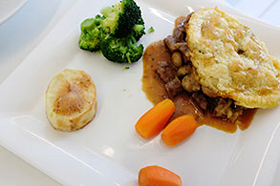 pastry with beef and mushrooms