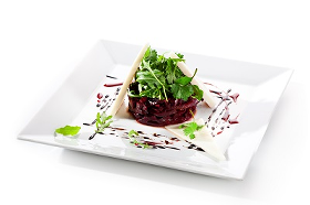 beetroot and goats cheese stack with salad