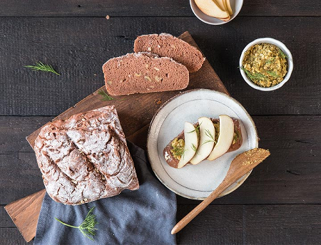 Savoury Dark Gluten Free Bread Recipe with Cacao and Fennel