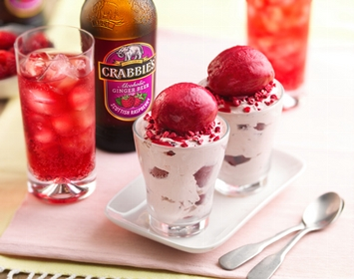 Crabbie's & Stem Ginger Parfait with Raspberry Sorbet