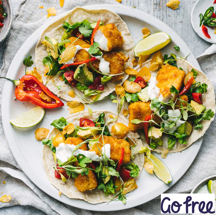 Gluten Free Go Free Corn Flake Crusted Fish Tacos