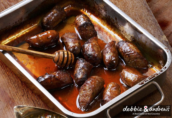 Honeyed Sausages with Soy Dipping Sauce