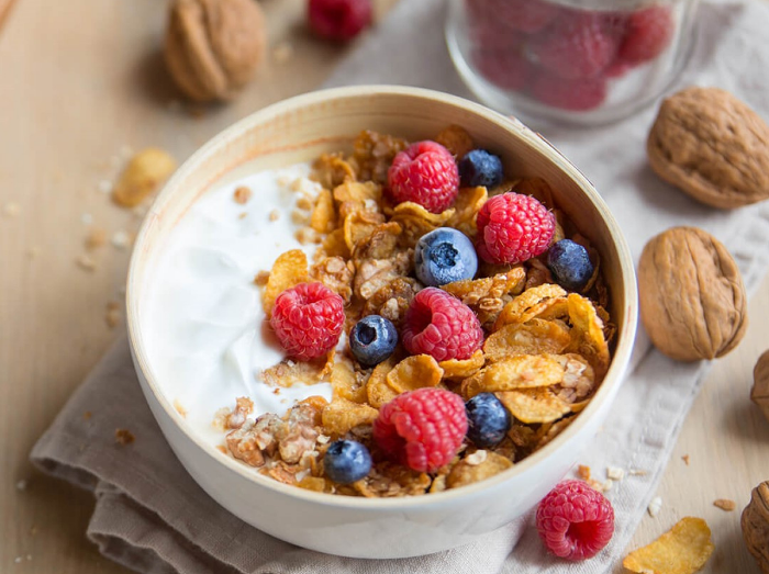 Gluten Free Corn flake and berry oatmeal museli