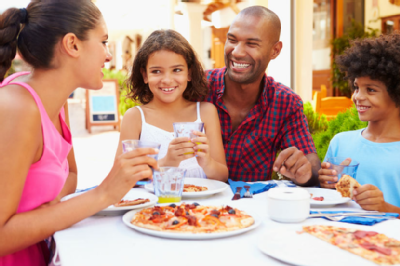 Family eating out together