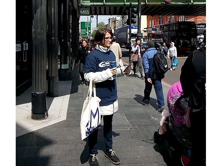 NLD Coordinator Margherita Mascia leaflets at Marks & Spencer Brixton