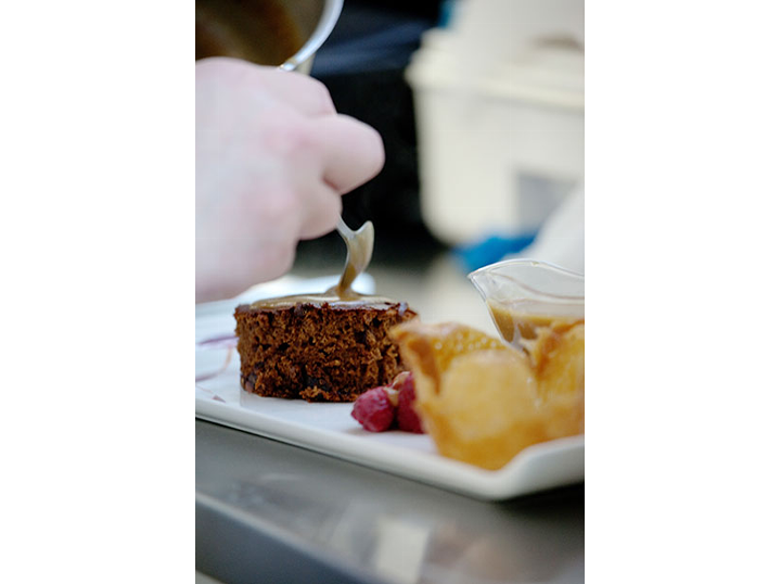 Christopher plating up his dessert