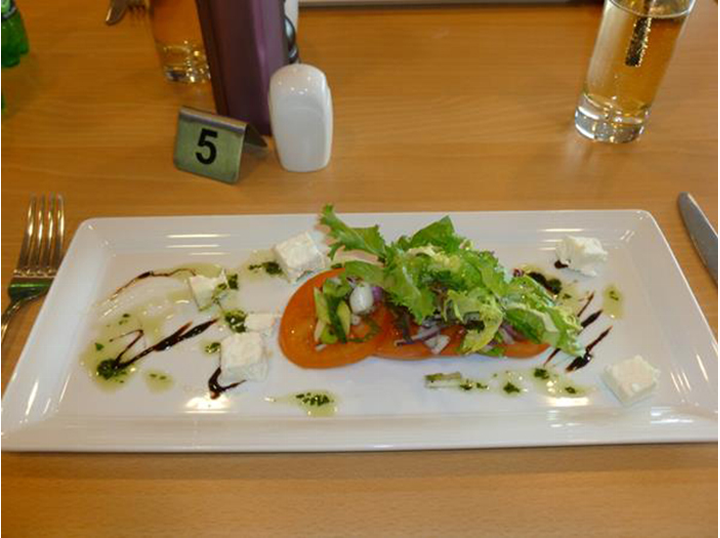 Forth Valley Group meal - Tomato and feta salad starter