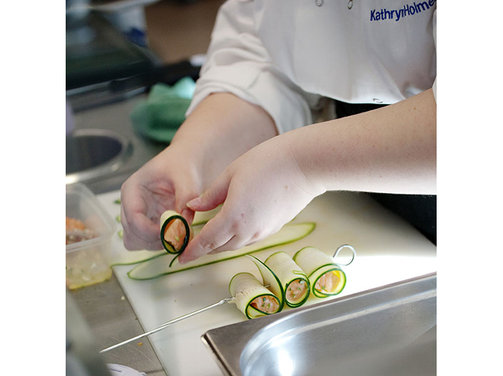 Kathryn preparing her main course