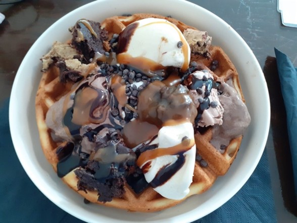 Waffles and ice cream