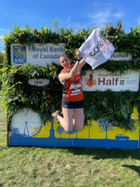 Woman runner jumping